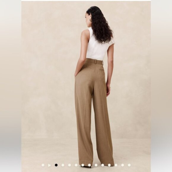 RETAIL BR Petite Wide Leg Italian Wool Pant in Camel - Picture 12 of 12